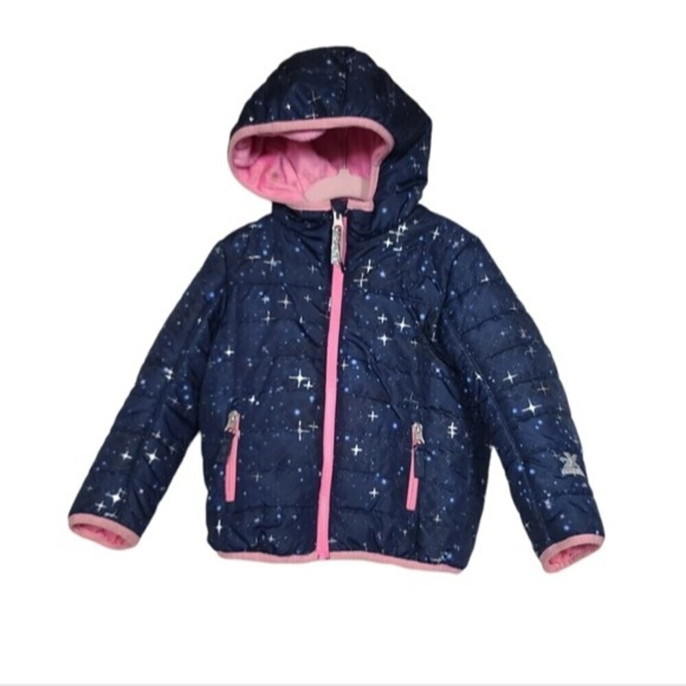 ZeroXPosur Galaxy Star Blue Pink Hooded Full Zip Toddler Girl Jackets 3T
